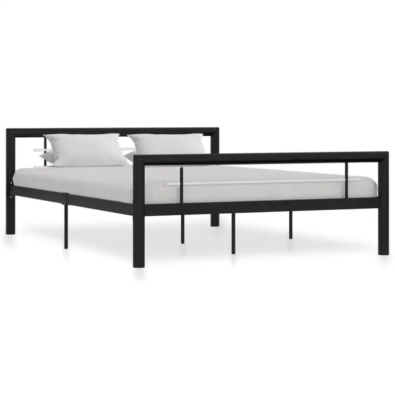 Elegante metalen bedframe met stevige ondersteuning - Zwart en wit / 160 x 200 cm - Bedden & bedframes