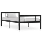 Elegante metalen bedframe met stevige ondersteuning - Zwart en wit / 90 x 200 cm - Bedden & bedframes