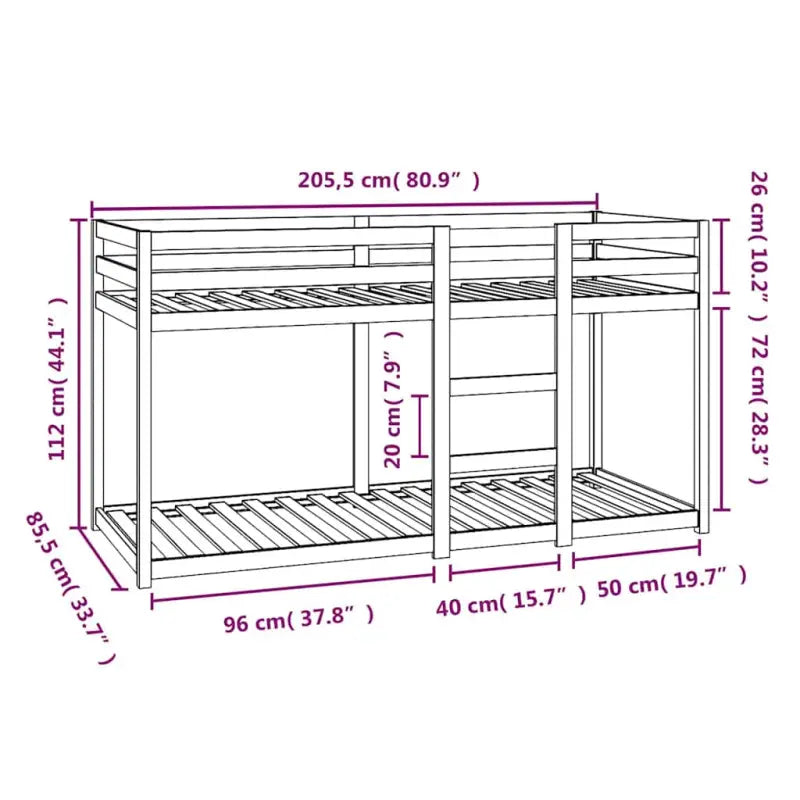 Elegante metalen stapelbed met massief grenenhout voor compacte kamers - Bedden & bedframes