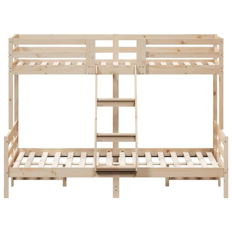 Elegante metalen stapelbed met massief grenenhout voor kleine kamers - Naturel / 1 - Bedden & bedframes