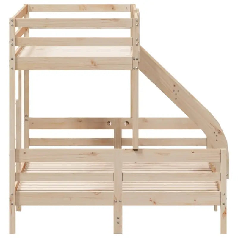 Elegante metalen stapelbed met massief grenenhout voor kleine kamers - Naturel / 1 - Bedden & bedframes