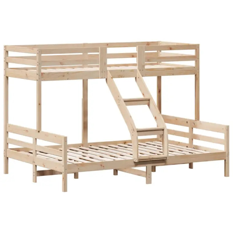 Elegante metalen stapelbed met massief grenenhout voor kleine kamers - Naturel / 1 - Bedden & bedframes