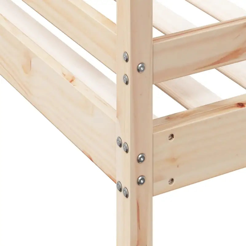 Elegante metalen stapelbed met massief grenenhout voor kleine kamers - Naturel / 1 - Bedden & bedframes