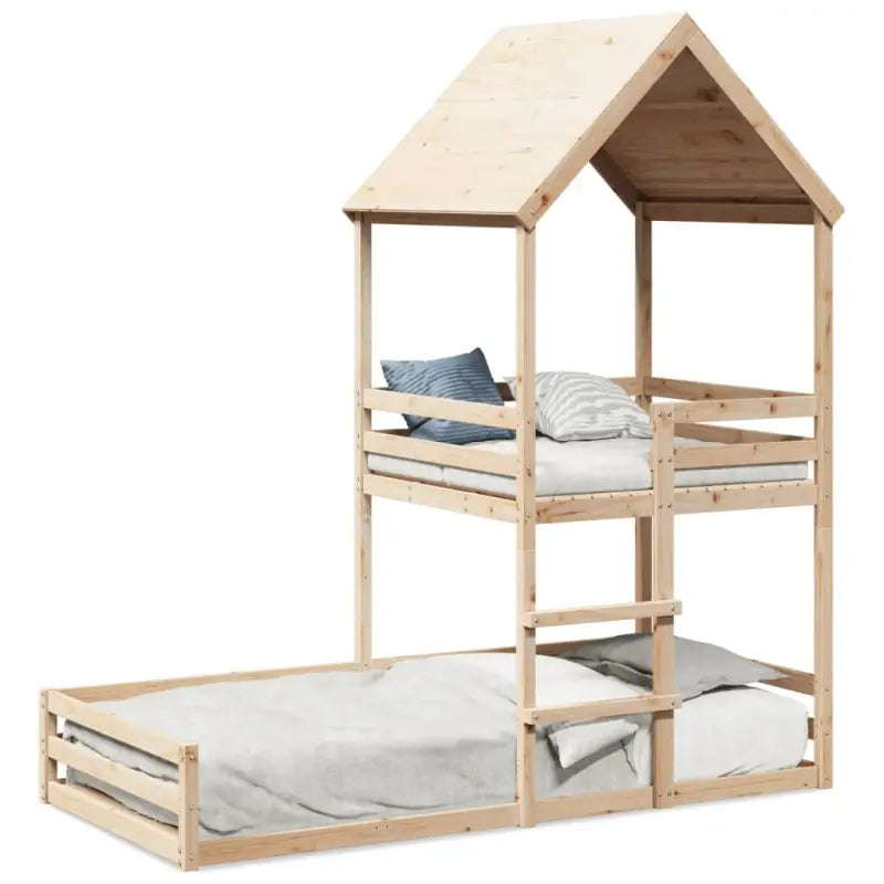 Elegante metalen stapelbed met massief grenenhout voor kleine kamers - Bedden & bedframes