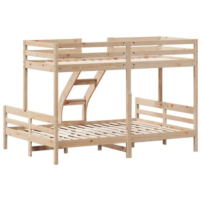 Elegante metalen stapelbed met massief grenenhout voor kleine kamers - Naturel / 1 - Bedden & bedframes