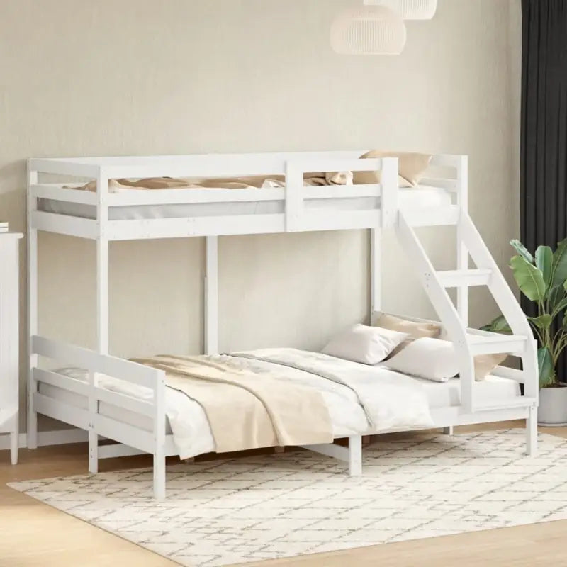 Elegante metalen stapelbed met massief grenenhout voor kleine kamers - Wit / 1 - Bedden & bedframes