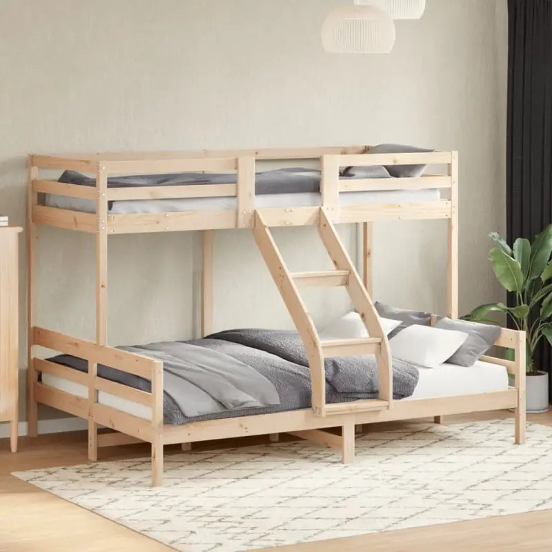Elegante metalen stapelbed met massief grenenhout voor kleine kamers - Naturel / 1 - Bedden & bedframes