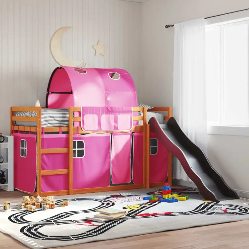 Elegante metalen stapelbed van massief grenenhout voor compacte kamers - bruin en roze / 80 x 200 cm - Bedden &