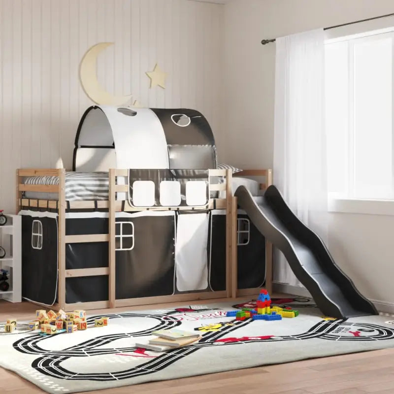 Elegante metalen stapelbed van massief grenenhout voor compacte kamers - Zwart / 90 x 200 cm - Bedden & bedframes