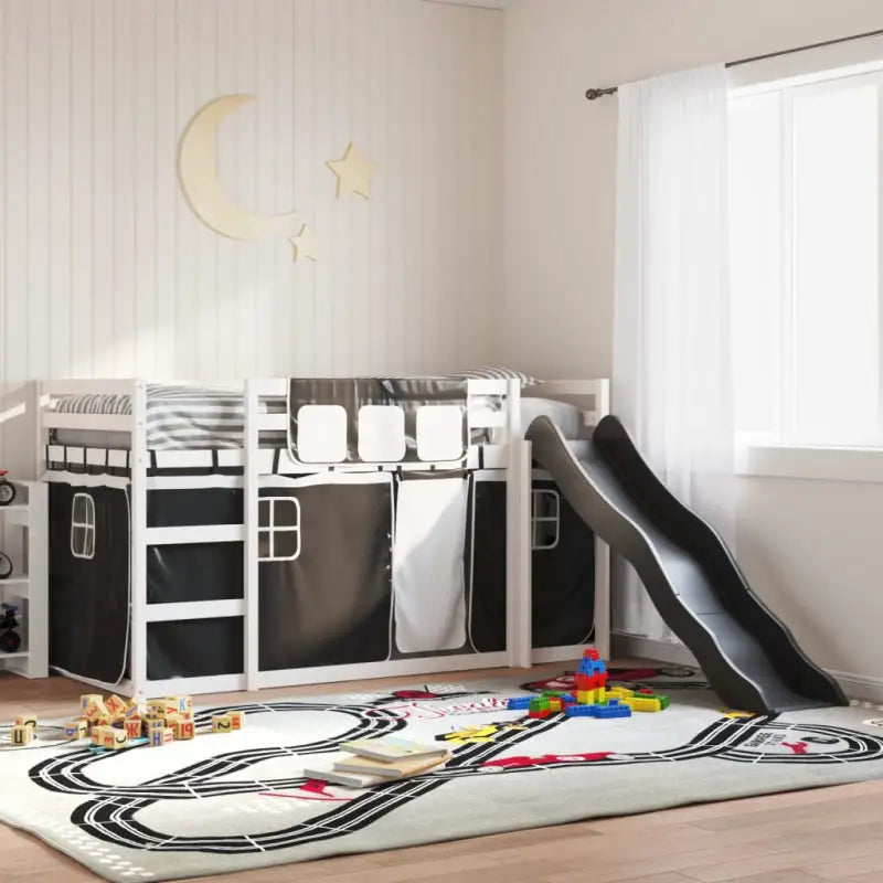 Elegante metalen stapelbed van massief grenenhout voor weinig ruimte - Wit en zwart / 90 x 190 cm - Bedden & bedframes