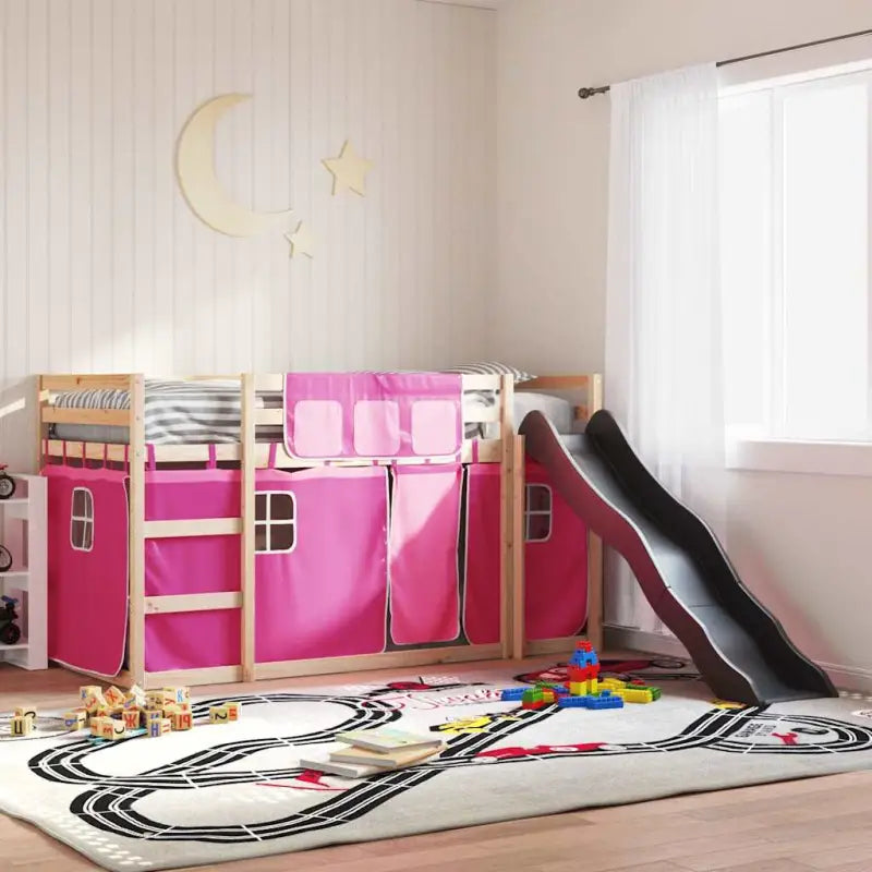 Elegante metalen stapelbed van massief grenenhout voor weinig ruimte - Roze / 80 x 200 cm - Bedden & bedframes