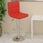 Elegante moderne barkrukken met kunstlederen zitting en rugleuning - Rood / 1 - Barkrukken