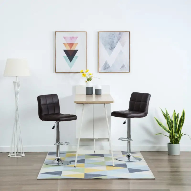 Elegante moderne barkrukken met kunstlederen zitting en rugleuning - Bruin / 2 - Barkrukken