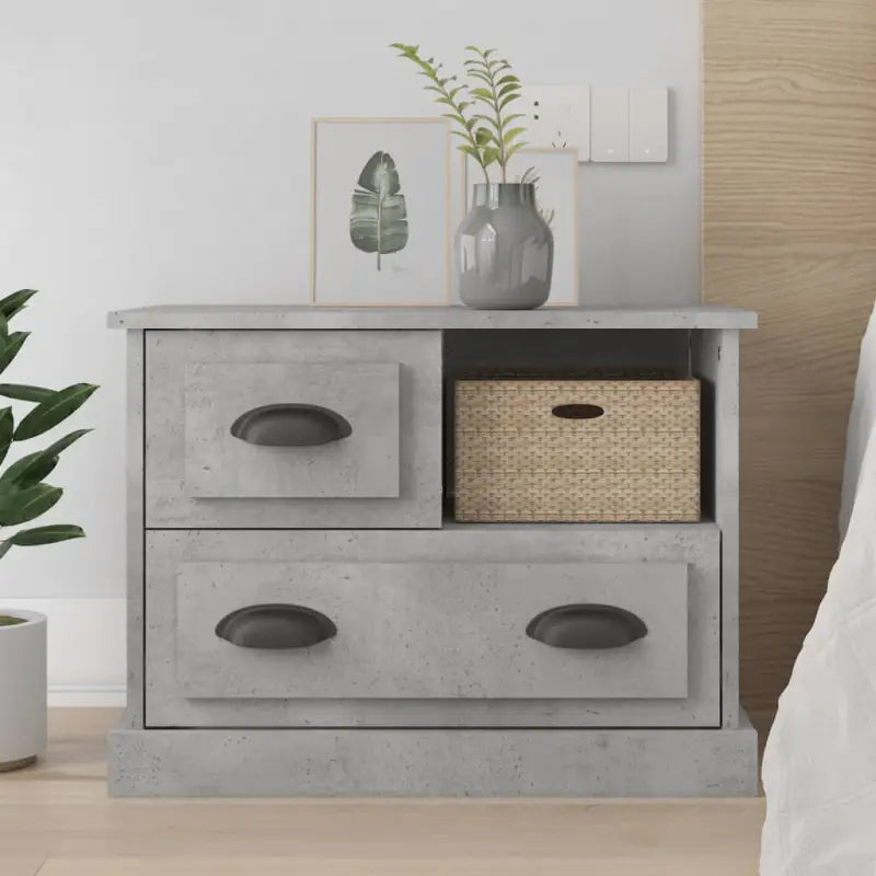 Elegante nachtkastje van duurzaam bewerkt hout - Betongrijs / 1 - Nachtkastjes
