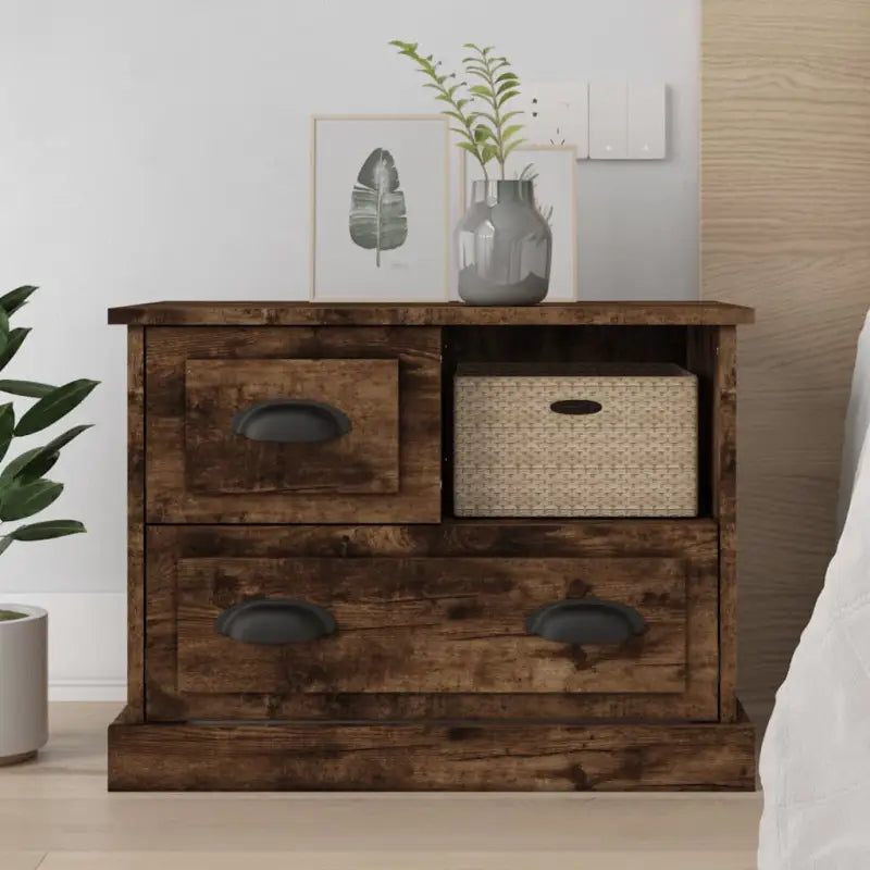 Elegante nachtkastje van duurzaam bewerkt hout - Gerookt eiken / 1 - Nachtkastjes