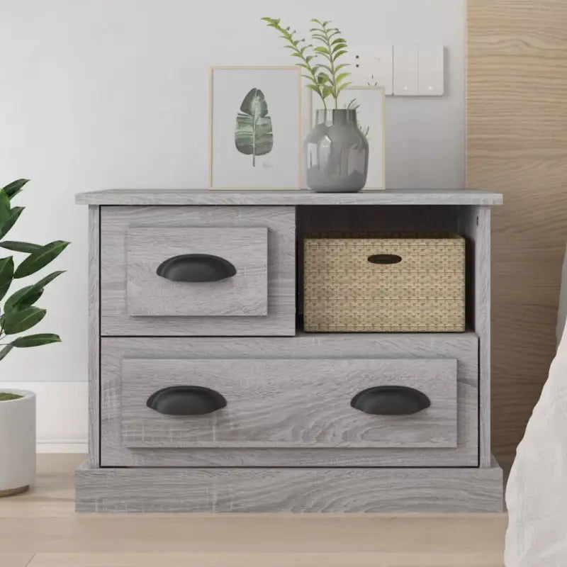 Elegante nachtkastje van duurzaam bewerkt hout - Grijs sonoma / 1 - Nachtkastjes