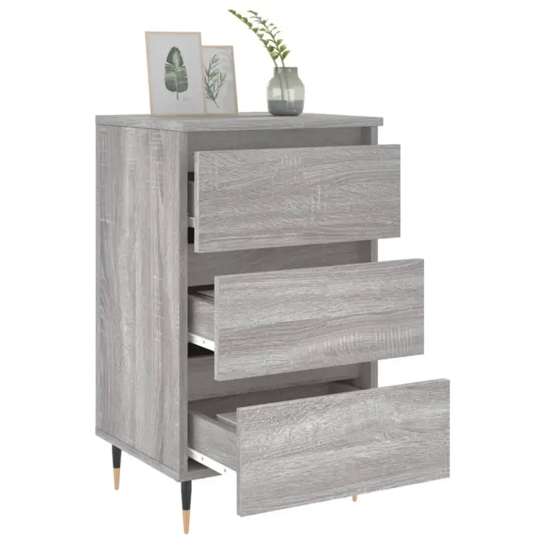 Elegante nachtkastjes van bewerkt hout in grijs Sonoma Eiken stijl - Nachtkastjes