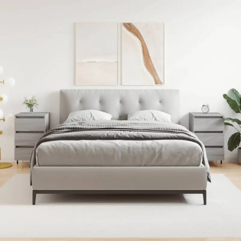 Elegante nachtkastjes van bewerkt hout in grijs Sonoma Eiken stijl - Nachtkastjes