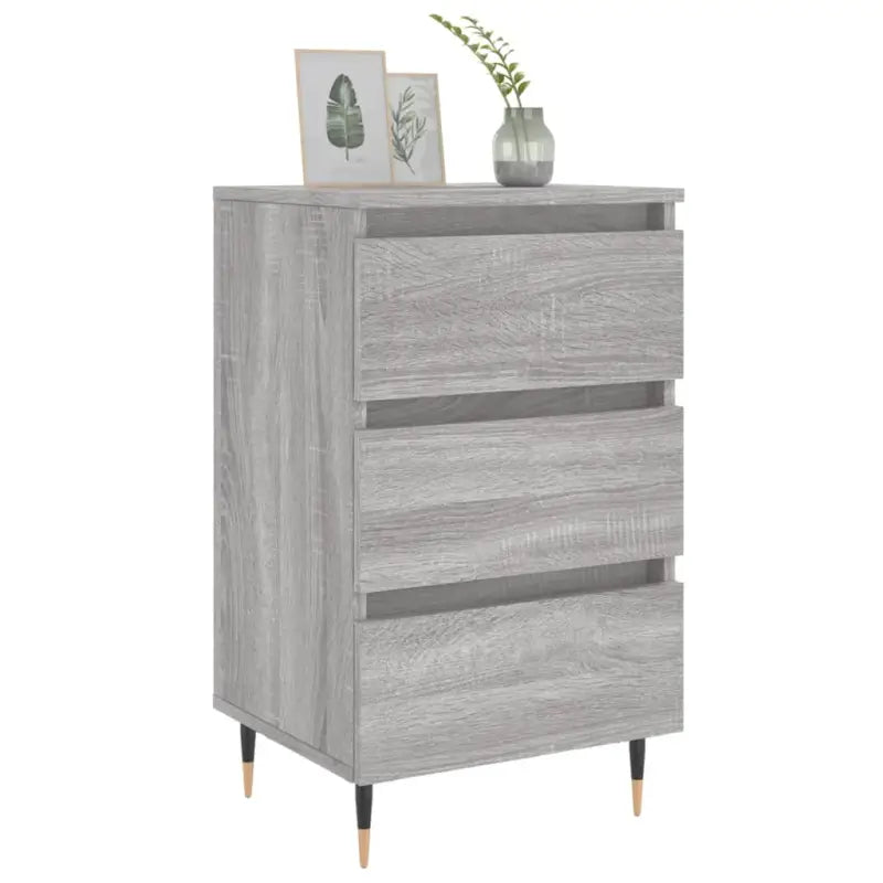 Elegante nachtkastjes van bewerkt hout in grijs Sonoma Eiken stijl - Nachtkastjes