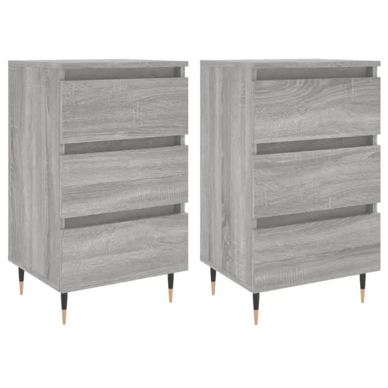Elegante nachtkastjes van bewerkt hout in grijs Sonoma Eiken stijl - Nachtkastjes