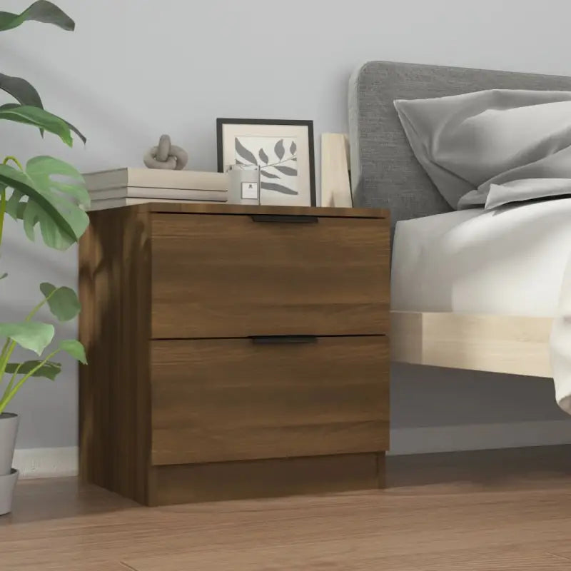 Elegante nachtkastjes van bewerkt hout voor een tijdloze uitstraling - bruin eikenkleur / 1 - Nachtkastjes