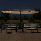 Elegante parasol met dubbel dak en LED-verlichting voor vlakke ondergrond - Parasols en zonneschermen