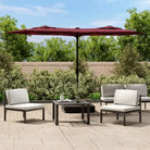 Elegante parasol met dubbel dak en LED-verlichting voor vlakke ondergrond - Rood / 1 - Parasols en zonneschermen