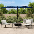 Elegante parasol met dubbel dak en LED-verlichting voor vlakke ondergrond - Blauw / 1 - Parasols en zonneschermen