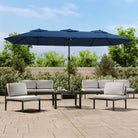 Elegante parasol met dubbel dak en LED-verlichting voor vlakke ondergrond - Blauw / 1 - Parasols en zonneschermen