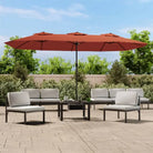 Elegante parasol met dubbel dak en LED-verlichting voor vlakke ondergrond - Terracotta / 1 - Parasols en zonneschermen