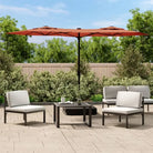Elegante parasol met dubbel dak en LED-verlichting voor vlakke ondergrond - Terracotta / 1 - Parasols en zonneschermen
