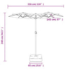 Elegante parasol met dubbel dak en LED-verlichting voor vlakke ondergrond - Parasols en zonneschermen