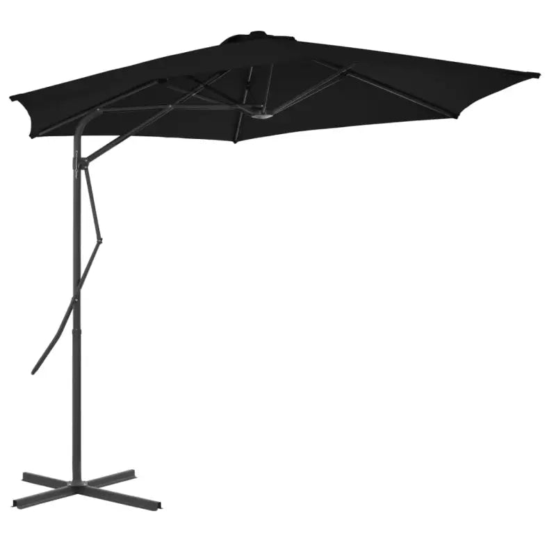 Elegante parasol met stalen paal en 360 graden draaien voor schaduw - Zwart / 1 - Parasols en zonneschermen
