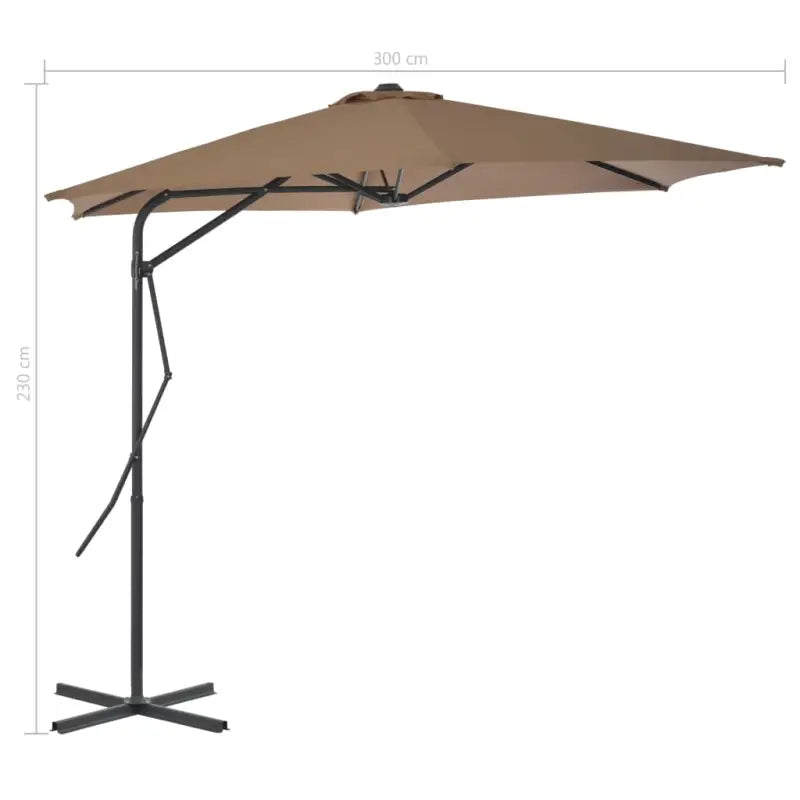 Elegante parasol met stalen paal en 360 graden draaien voor schaduw - Parasols en zonneschermen