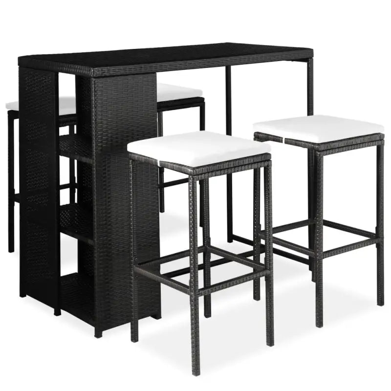 Elegante poly rattan barset voor tuin patio of terras - Zwart - Tuinsets