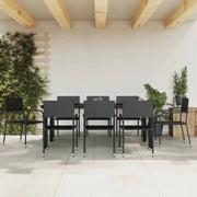 Elegante poly rattan tuinset met gehard glas in zwart materiaal - Tuinsets