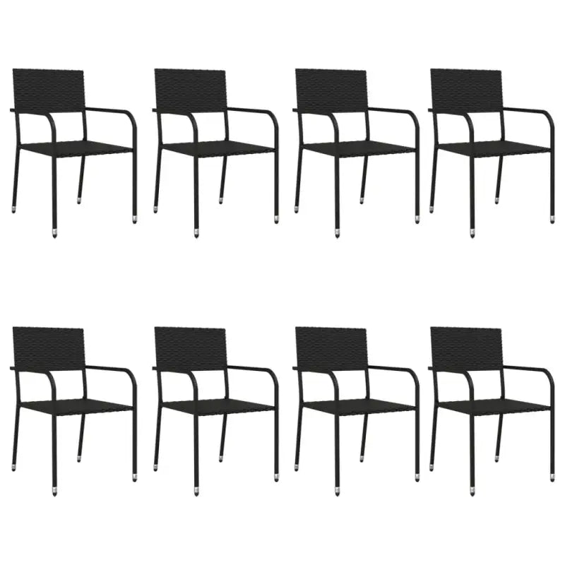 Elegante poly rattan tuinset met gehard glas in zwart materiaal - Tuinsets