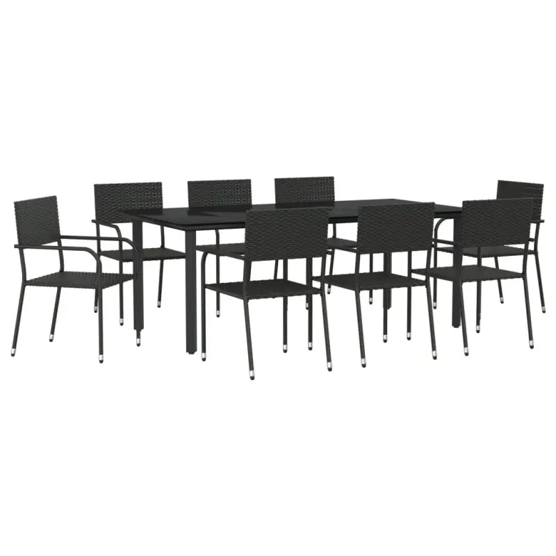 Elegante poly rattan tuinset met gehard glas in zwart materiaal - Tuinsets