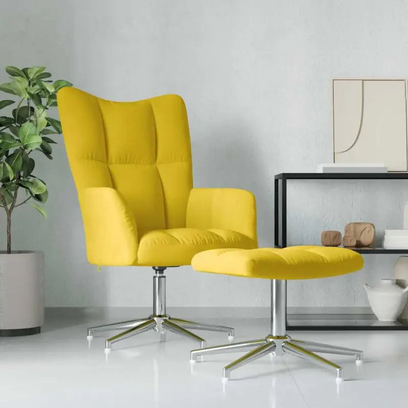 Elegante relaxstoel met blokjespatroon voor een modern interieur - Mosterdgeel / 2 / Met voetensteun - Fauteuils &