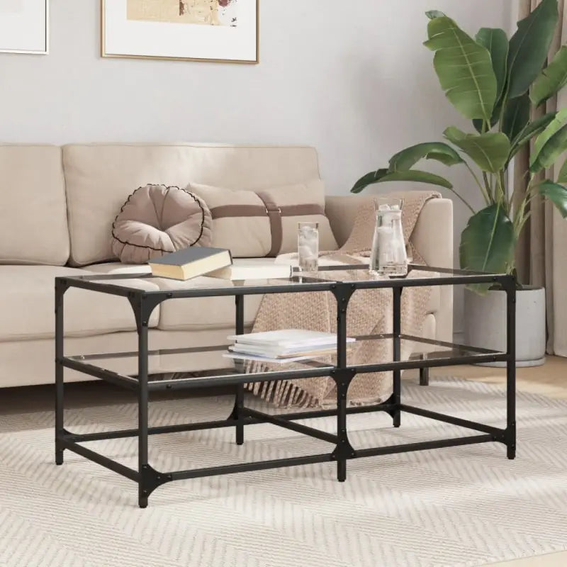 Elegante salontafel met glazen blad voor moderne woonkamers - Transparant glas / 98.5 x 50 x 45 cm / 1 - Salontafels