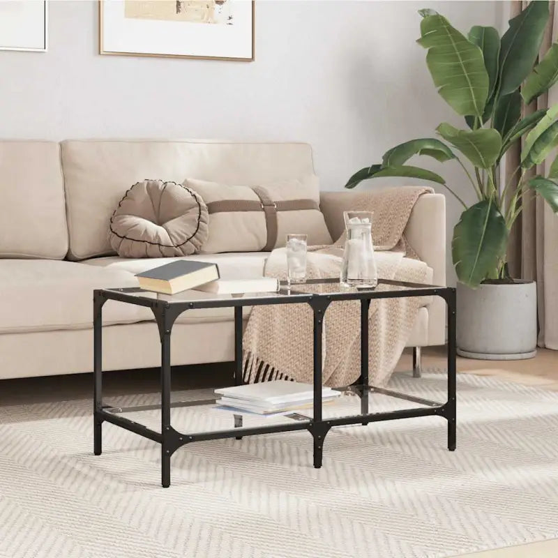 Elegante salontafel met glazen blad voor moderne woonkamers - Transparant glas / 78.5 x 40 x 40 cm / 1 - Salontafels