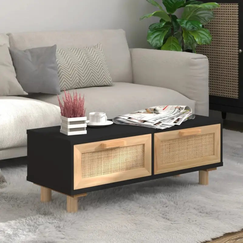 Elegante salontafel van bewerkt hout met natuurlijke uitstraling - Zwart / 1 - Salontafels