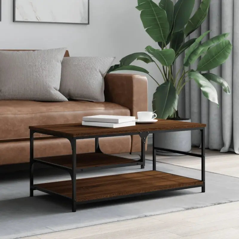 Elegante salontafel van bewerkt hout voor een stijlvolle woonkamer - bruin eikenkleur / 1 - Salontafels