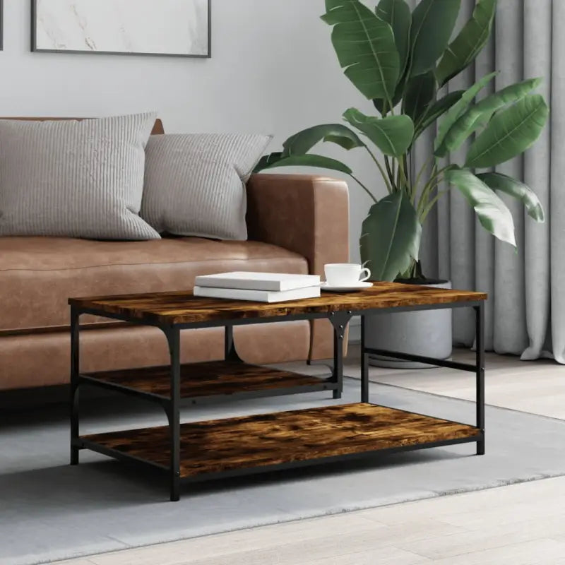 Elegante salontafel van bewerkt hout voor een stijlvolle woonkamer - Gerookt eiken / 1 - Salontafels
