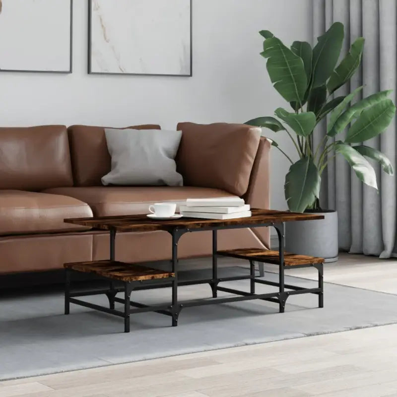 Elegante salontafel van bewerkt hout voor een stijlvolle woonkamer - Gerookt eiken / 1 - Salontafels