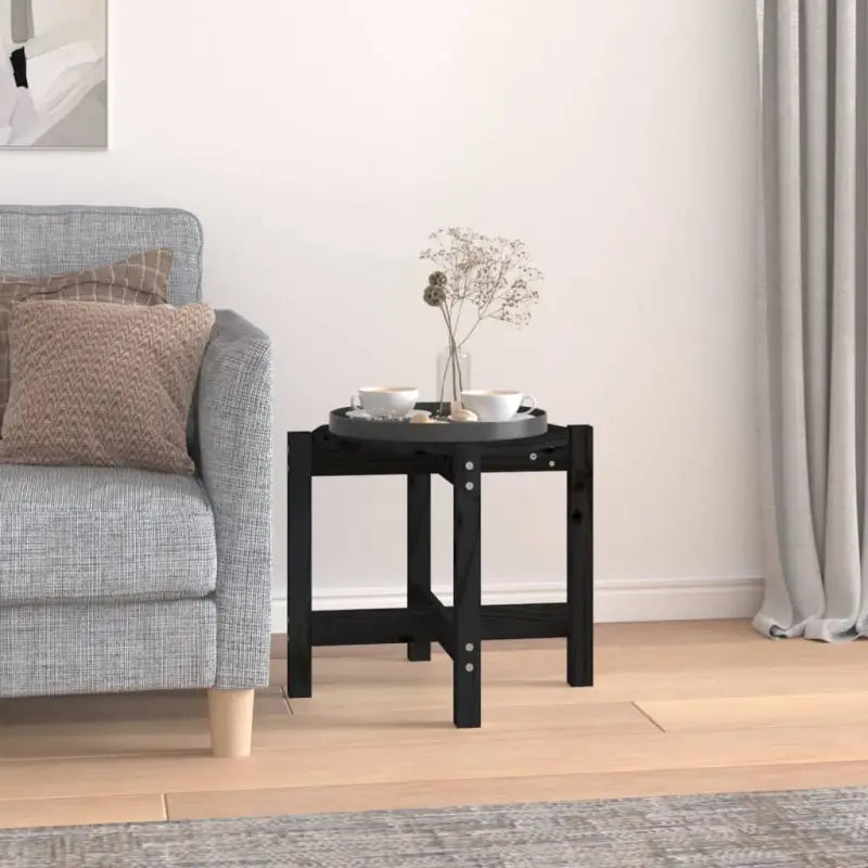 Elegante salontafel van massief grenenhout met rustieke uitstraling - Zwart / Ø 52.5 x 45 cm / 1 - Salontafels