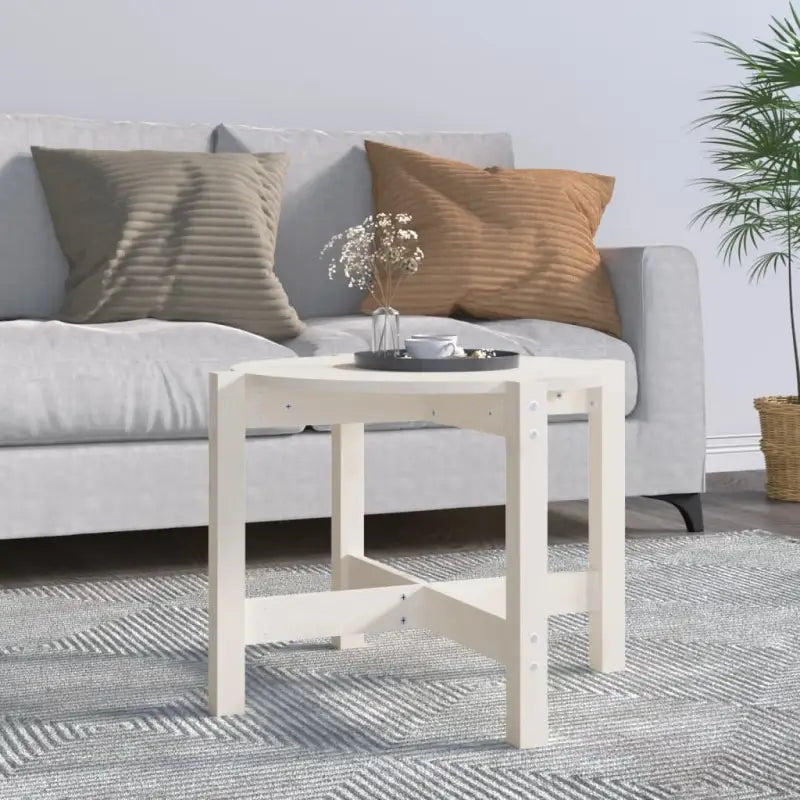Elegante salontafel van massief grenenhout met rustieke uitstraling - Wit / Ø 62.5 x 45 cm / 1 - Salontafels