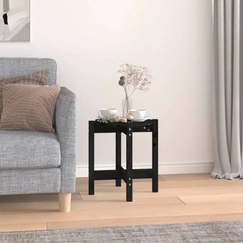 Elegante salontafel van massief grenenhout met rustieke uitstraling - Zwart / Ø 42.5 x 45 cm / 1 - Salontafels