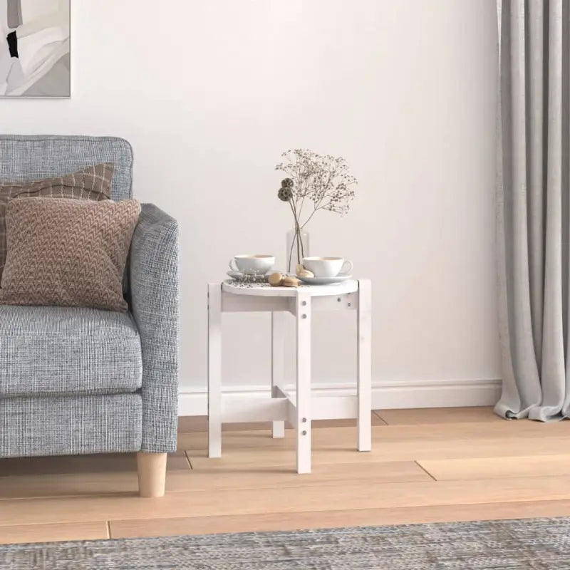 Elegante salontafel van massief grenenhout met rustieke uitstraling - Wit / Ø 42.5 x 45 cm / 1 - Salontafels