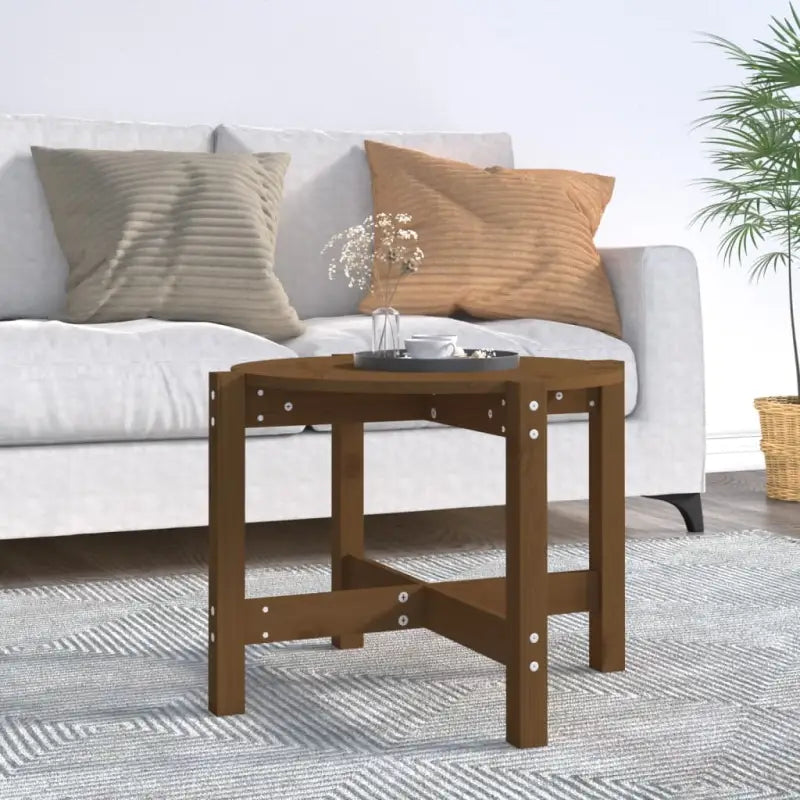 Elegante salontafel van massief grenenhout met rustieke uitstraling - Honingbruin / Ø 62.5 x 45 cm / 1 - Salontafels